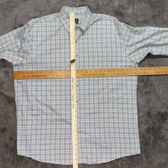 Jos. A. Bank Men's XLarge TravelerBlue Tan Plaid Long Sleeve Button Down Shirt - Picture 8 of 12